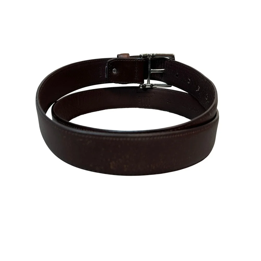 Ike by Ike Behar Mens Brown Genuine Leather Belt Size 42 Silver Buckle 9592049